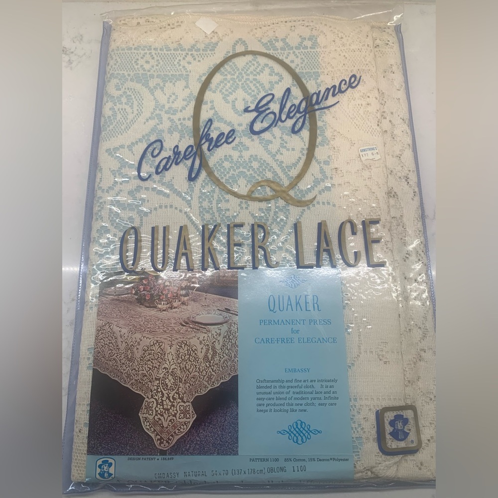 NEW Vintage Quaker Lace Tablecloth in Cream Oblong USA
